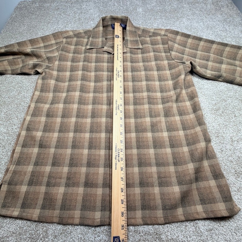 Vintage John Blair Mens Brown Tan Shadow Plaid Button Down Shirt Long Sleeve Med - Picture 5 of 7